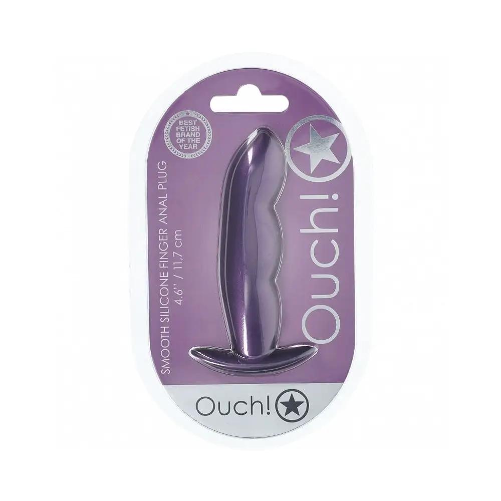 Ouch! Smooth Silicone Finger Anal Plug 4.6 in. Metallic Purple by Shots