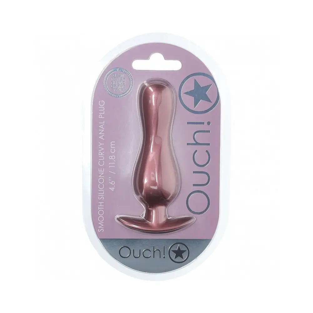 Ouch! Smooth Silicone Curvy Anal Plug 4.6 in. Rose Gold by Shots