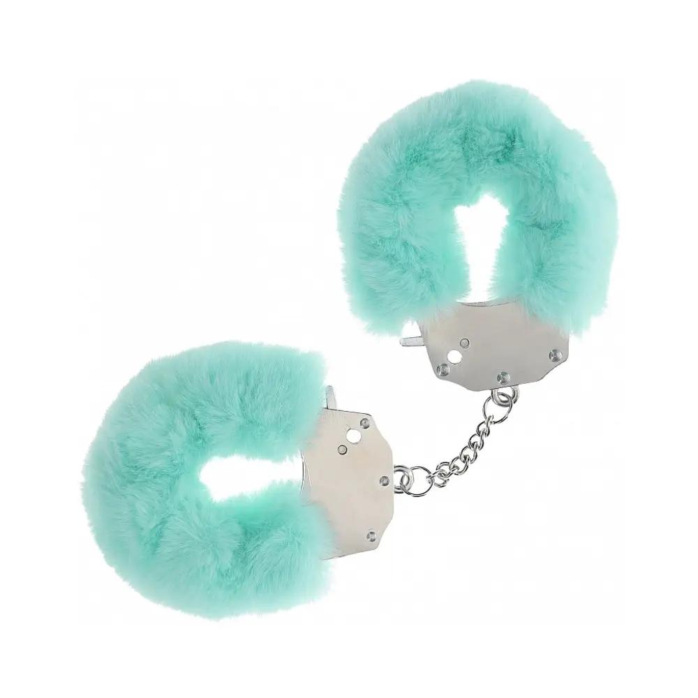 Ouch! Heavy-Duty Fluffy Handcuffs Powder Green by Shots