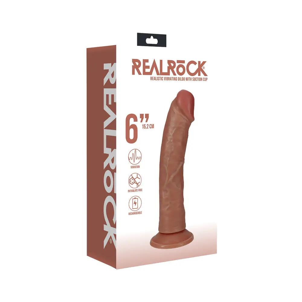 RealRock 6 in. Vibrating Cock Regular Curved Tan by Shots