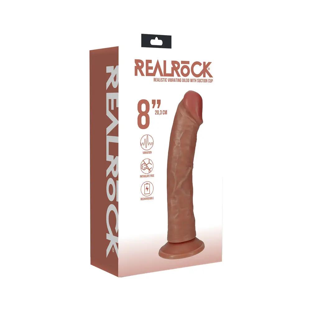 RealRock 8 in. Vibrating Cock Regular Curved Tan by Shots