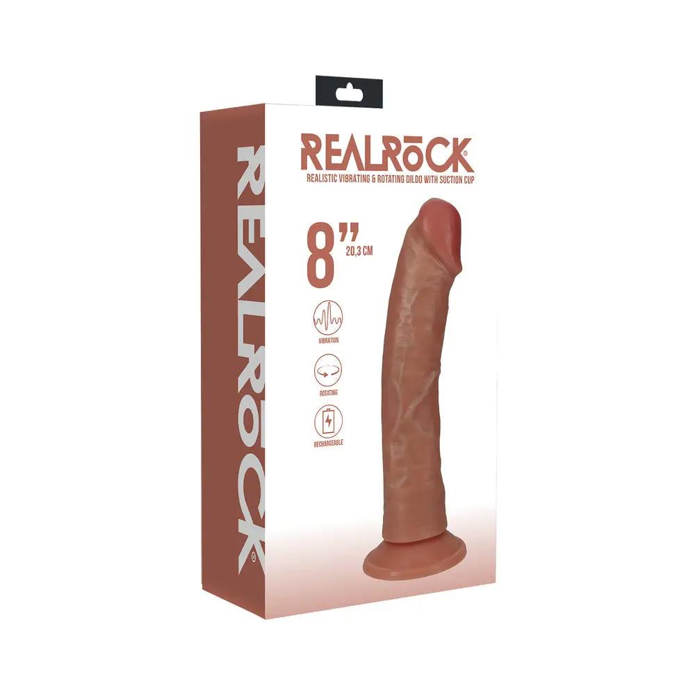 RealRock 8 in. Vibrating and Rotating Cock Regular Curved Tan by Shots