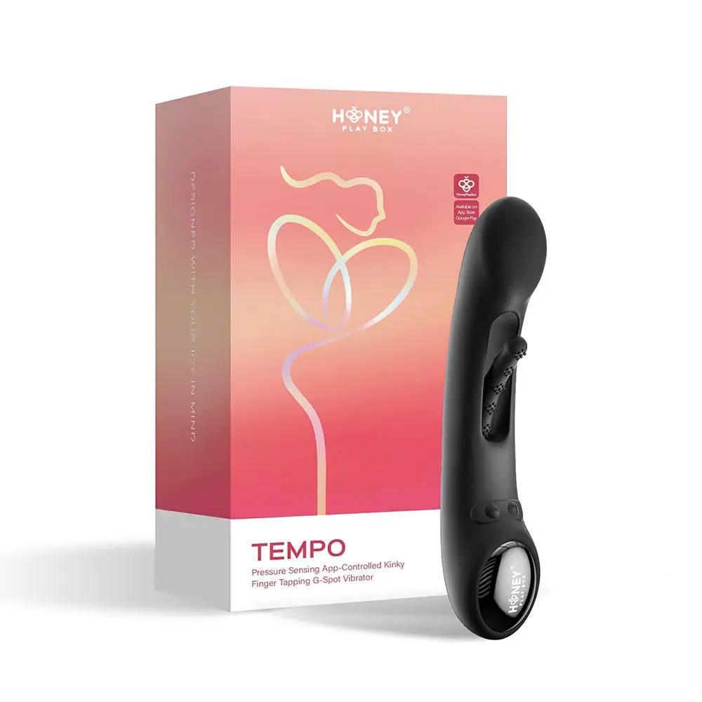 Honey Play Box Tempo Pressure Sensing App-Controlled Tapping G-Spot Vibrator Black by Honey Play Box