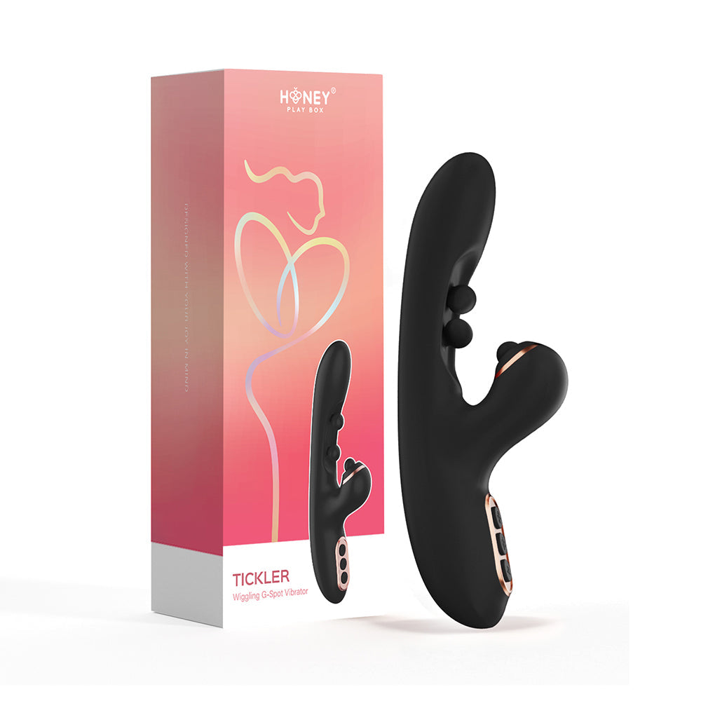 Honey Play Box Tickler Wiggling G-Spot Vibrator & Tapping Clitoral Stimulator Black by Honey Play Box