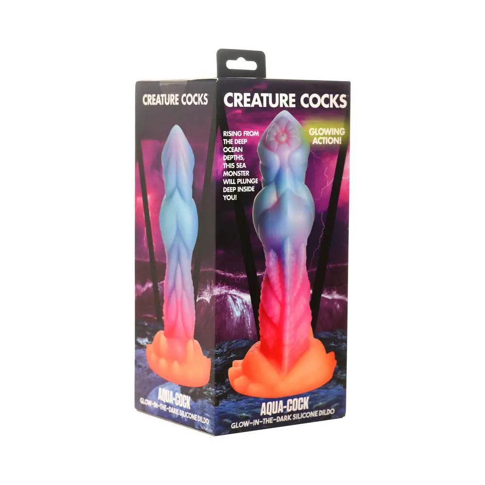 Creature Cocks Aqua-Cock Glow-in-the-Dark Silicone Dildo by XR Brands
