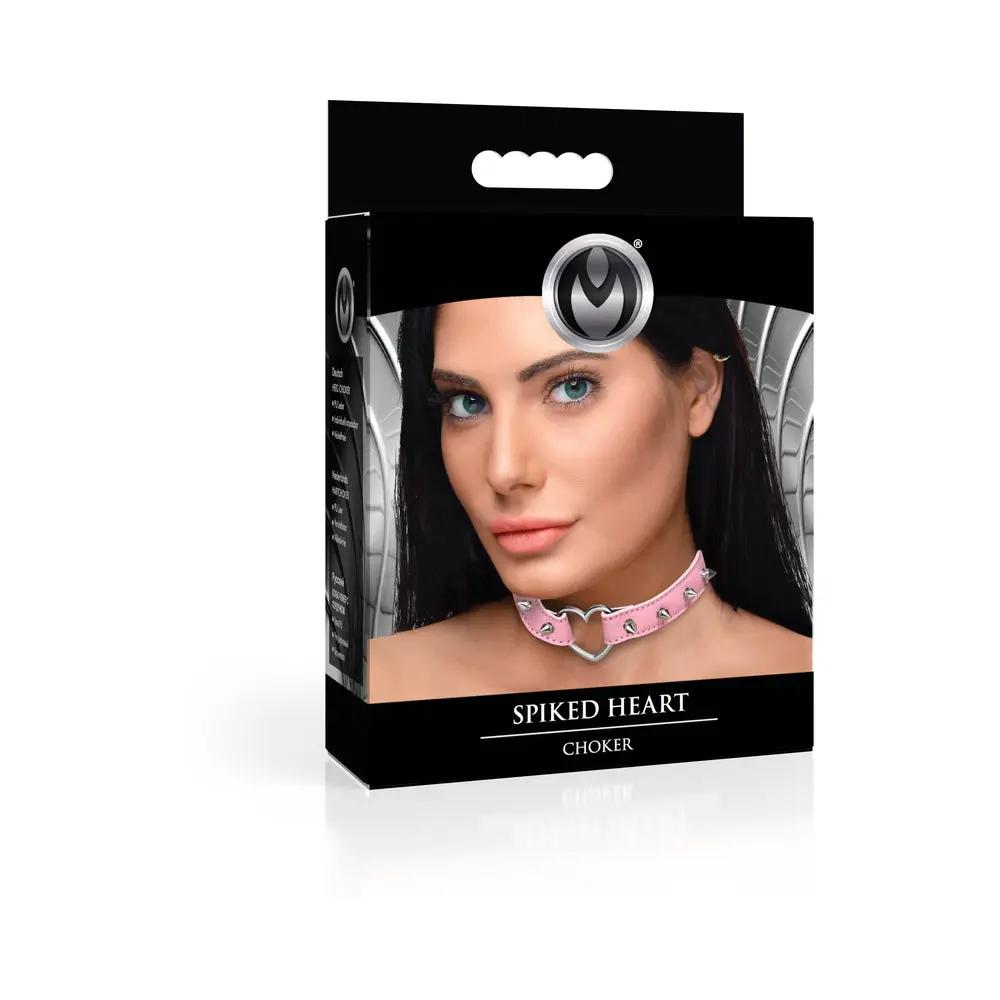 Master Series Spiked Heart Choker Pink by XR Brands