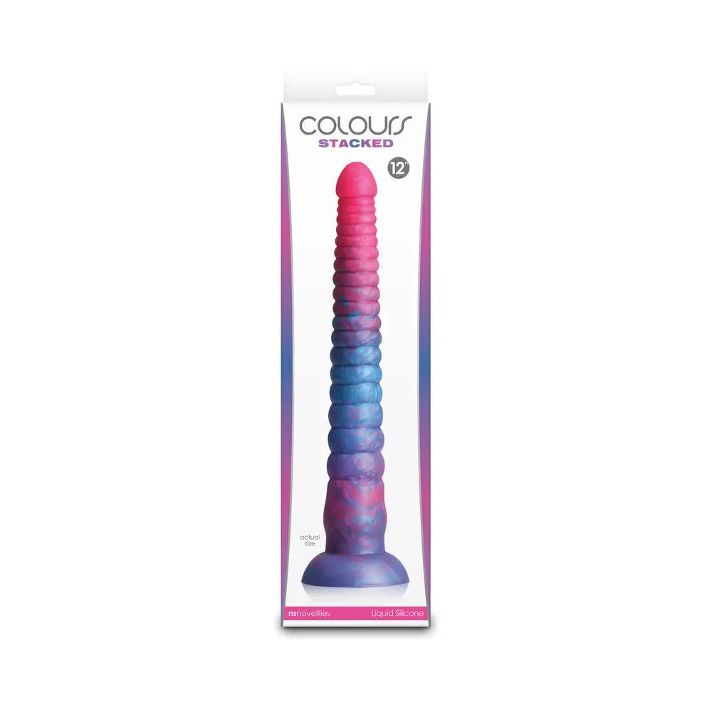 Colours Stacked 12 in. Dildo Pink/Blue by NS Novelties