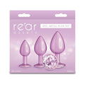 Rear Assets 3-Piece Metal Plug Kit Iridescent Pink with Pink Gem by NS Novelties