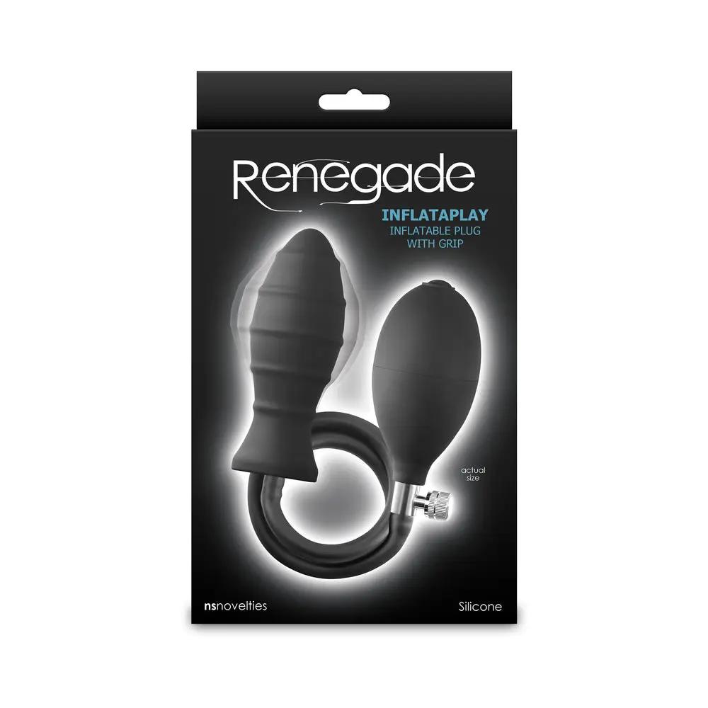 Renegade InflataPlay Inflatable Plug with Grip Black by NS Novelties