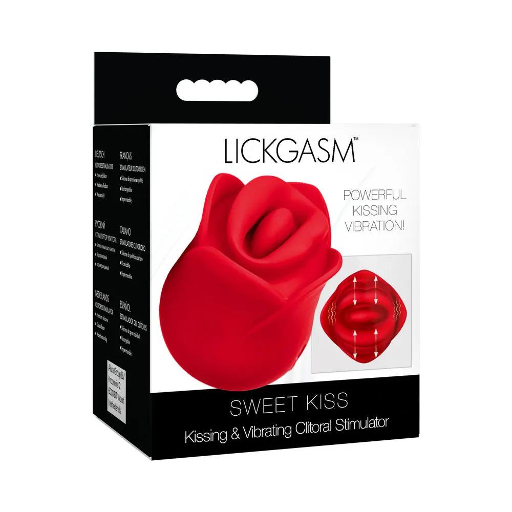 Lickgasm Kissing & Vibrating Rose Clitoral Stimulator Red by XR Brands