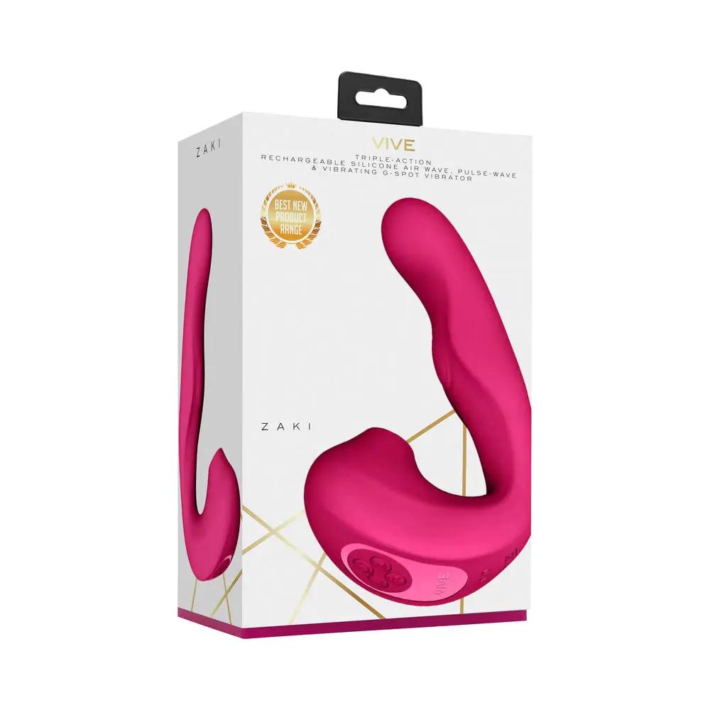 VIVE ZAKI Rechargeable Silicone Airwave Pulse Wave Vibrating G-Spot Vibrator Pink by Shots