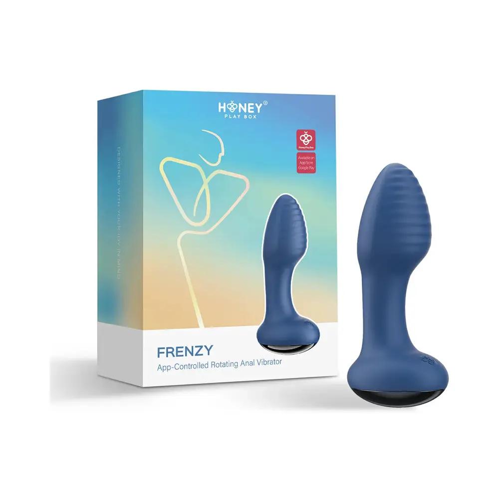 Honey Play Box Frenzy Pressure Sensing App-Controlled Rotating Butt Plug Blue by Honey Play Box