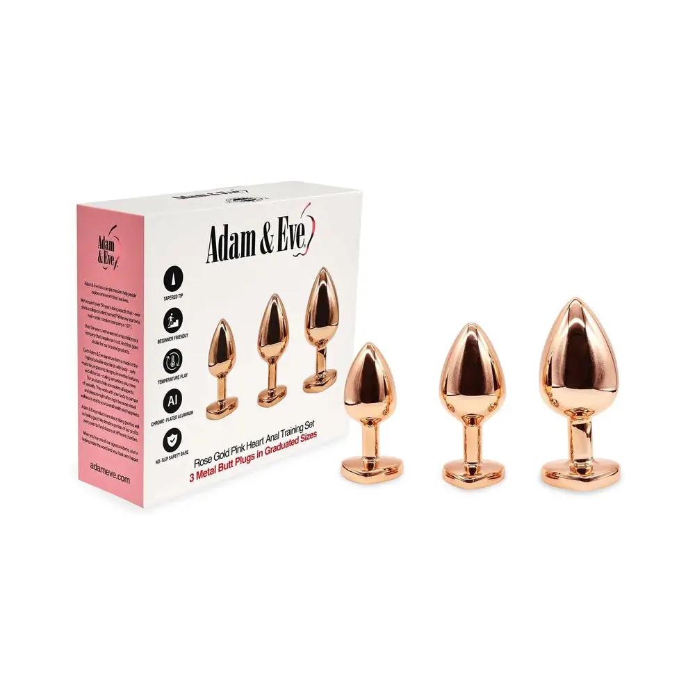 Adam & Eve Rose Gold Pink Heart Anal Plug Training Set by Adam & Eve