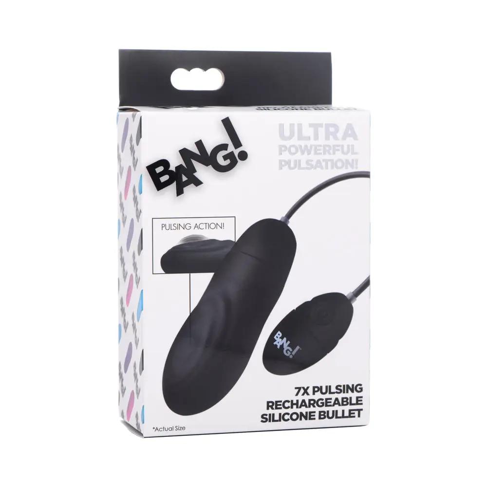 BANG! 7X Pulsing Rechargeable Silicone Bullet Black by XR Brands