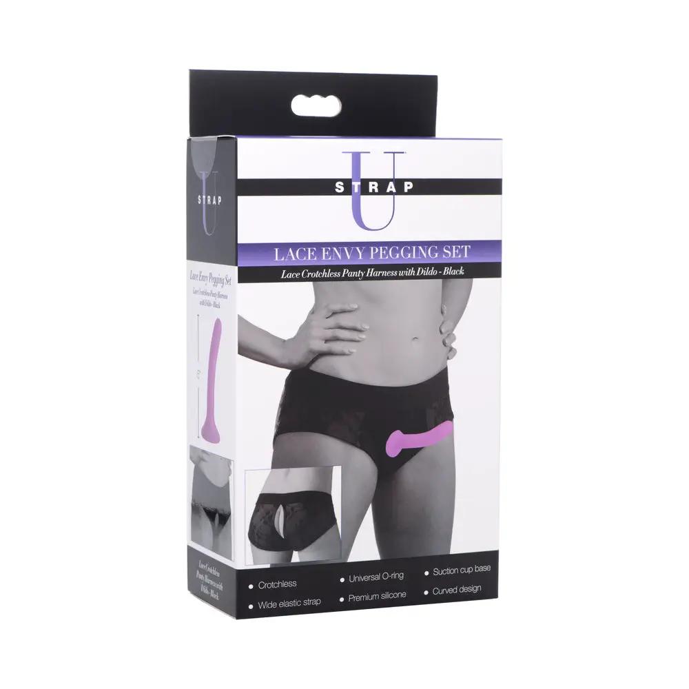 Strap U Lace Envy Pegging Set Black/Black by XR Brands