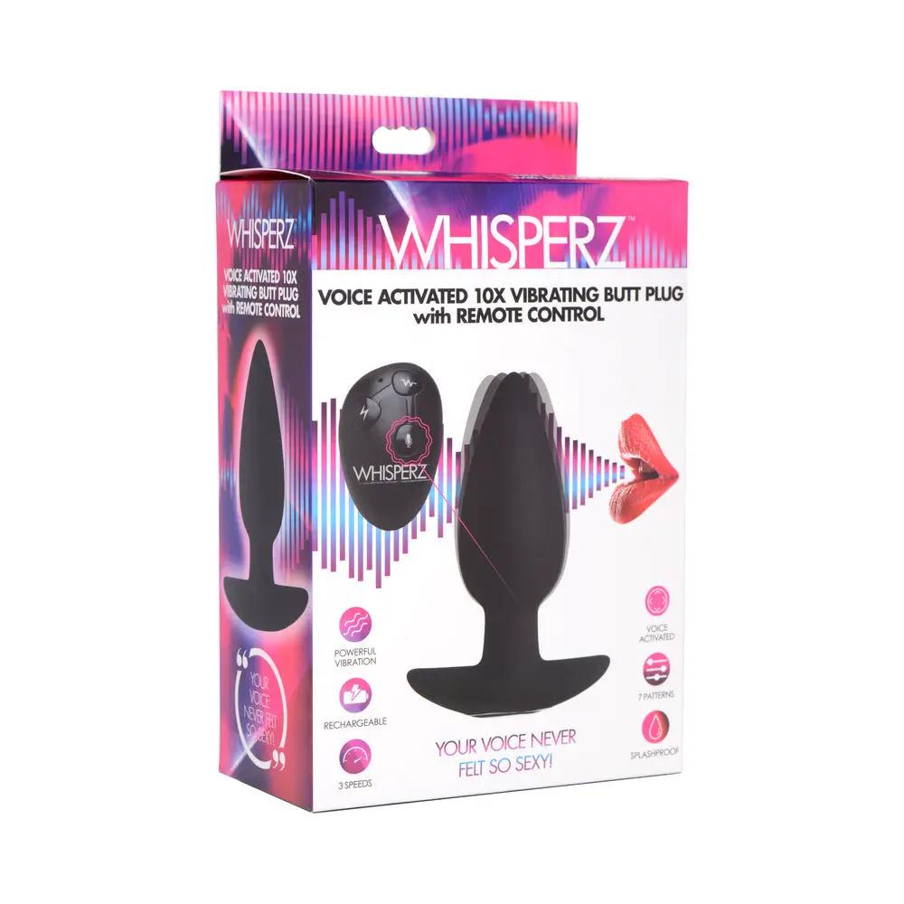 Whisperz Voice Activated 10X Vibrating Butt Plug with Remote by XR Brands