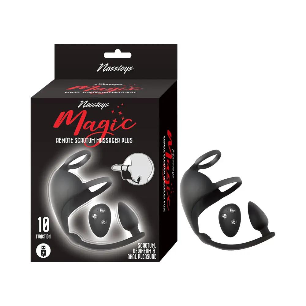 Magic Remote Scrotum Massager Plug Black by Nasstoys