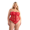 Fantasy Lingerie Eyelash Lace Corset with Busk Front, Lace-Up Back & Matching G-String Panty 2XL by Fantasy Lingerie
