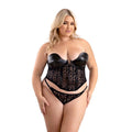 Fantasy Lingerie Leather Look and Lace Underwire Corset with Matching G-String Panty 2XL by Fantasy Lingerie