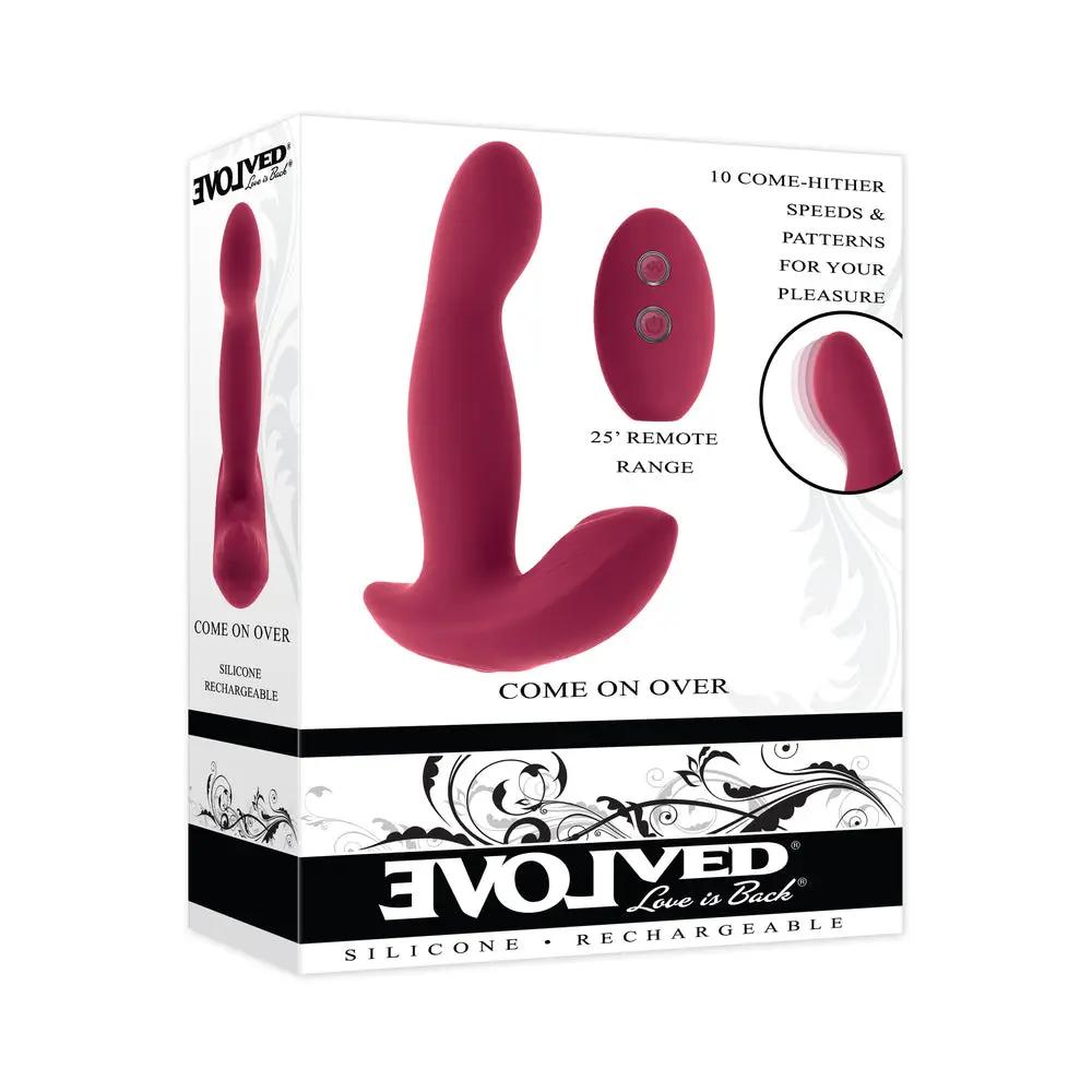 Evolved Come On Over Rechargeable Silicone Remote-Controlled Come-Hither Vibrator Burgundy by Evolved