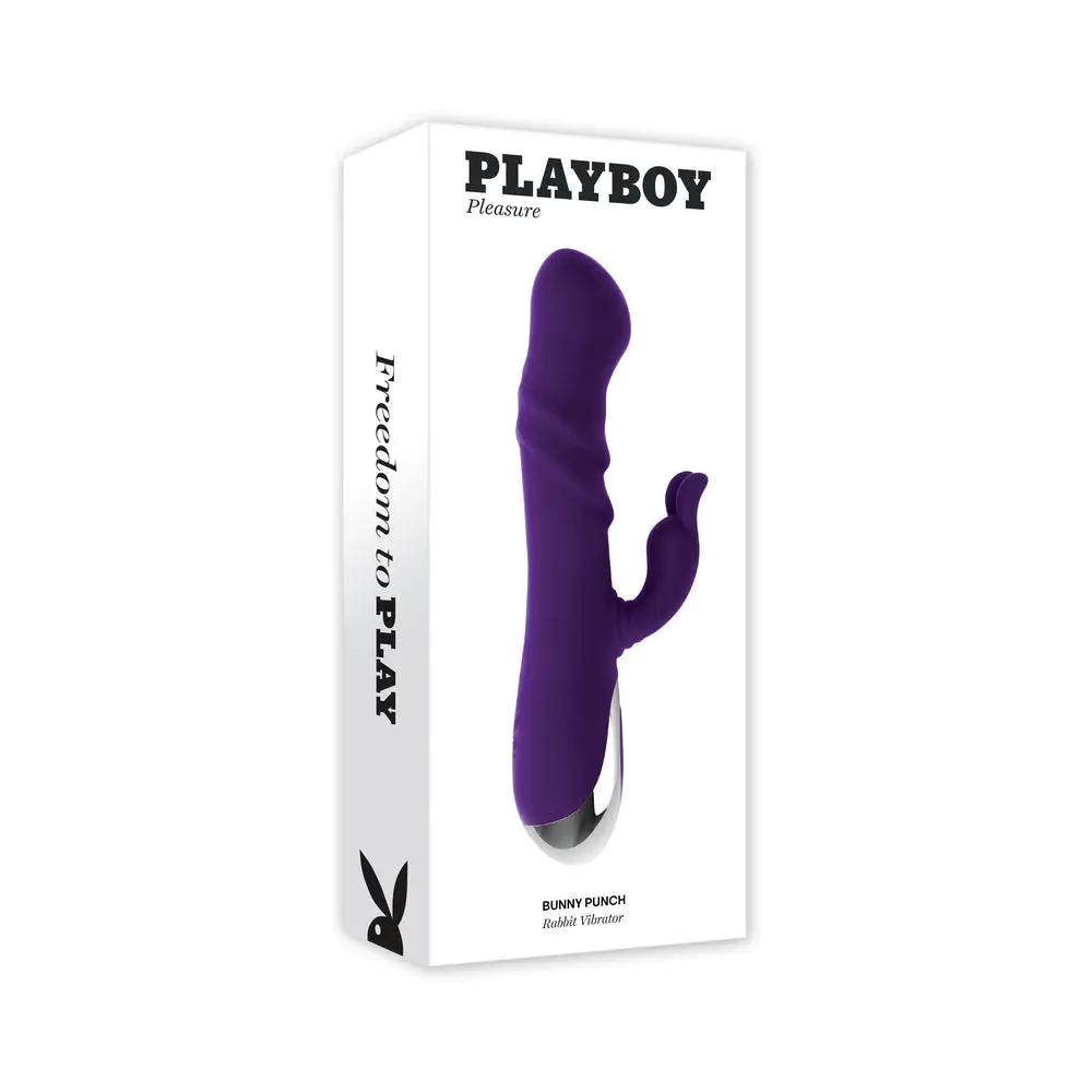 Playboy Bunny Punch Rechargeable Silicone Rabbit Vibrator Purple by Playboy