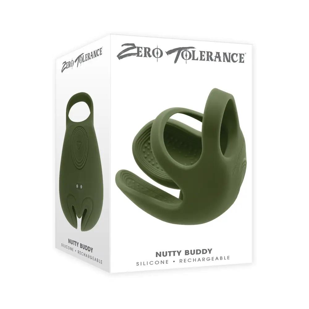 Zero Tolerance Nutty Buddy Rechargeable Cock Ring Stimulator Silicone Green by Zero Tolerance