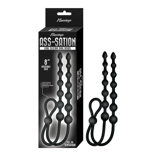 Ass-Sation Dual Silicone Anal Beads Black by Nasstoys