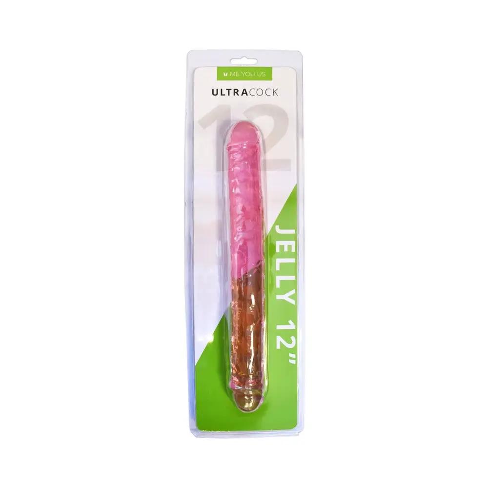 Me You Us Ultra Cock 12 in. Jelly Double Ended Dildo Pink by Me You Us