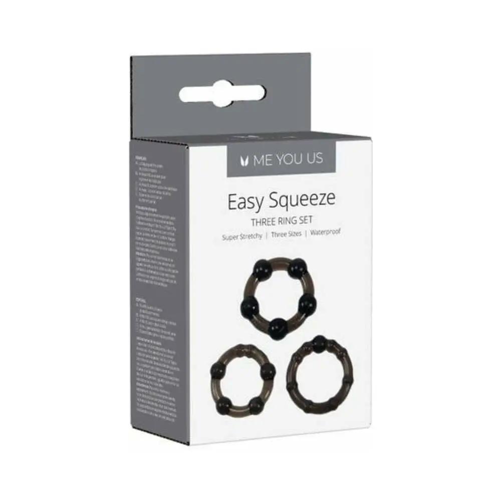 Me You Us Easy Squeeze 3-Piece Cockring Set Black by Me You Us