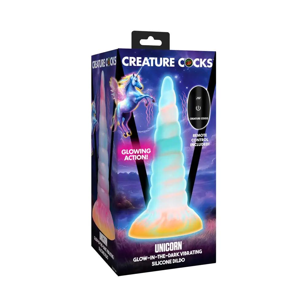 Creature Cocks Unicorn Glow-in-the-Dark Vibrating Silicone Dildo by XR Brands