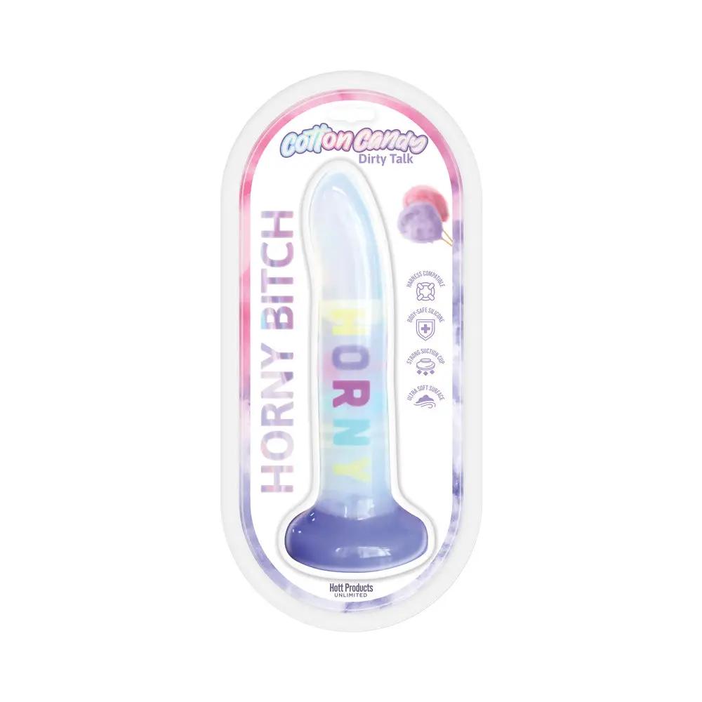 Cotton Candy Dirty Talk Horny Bitch 8 in. Silicone Dildo by Hott Products