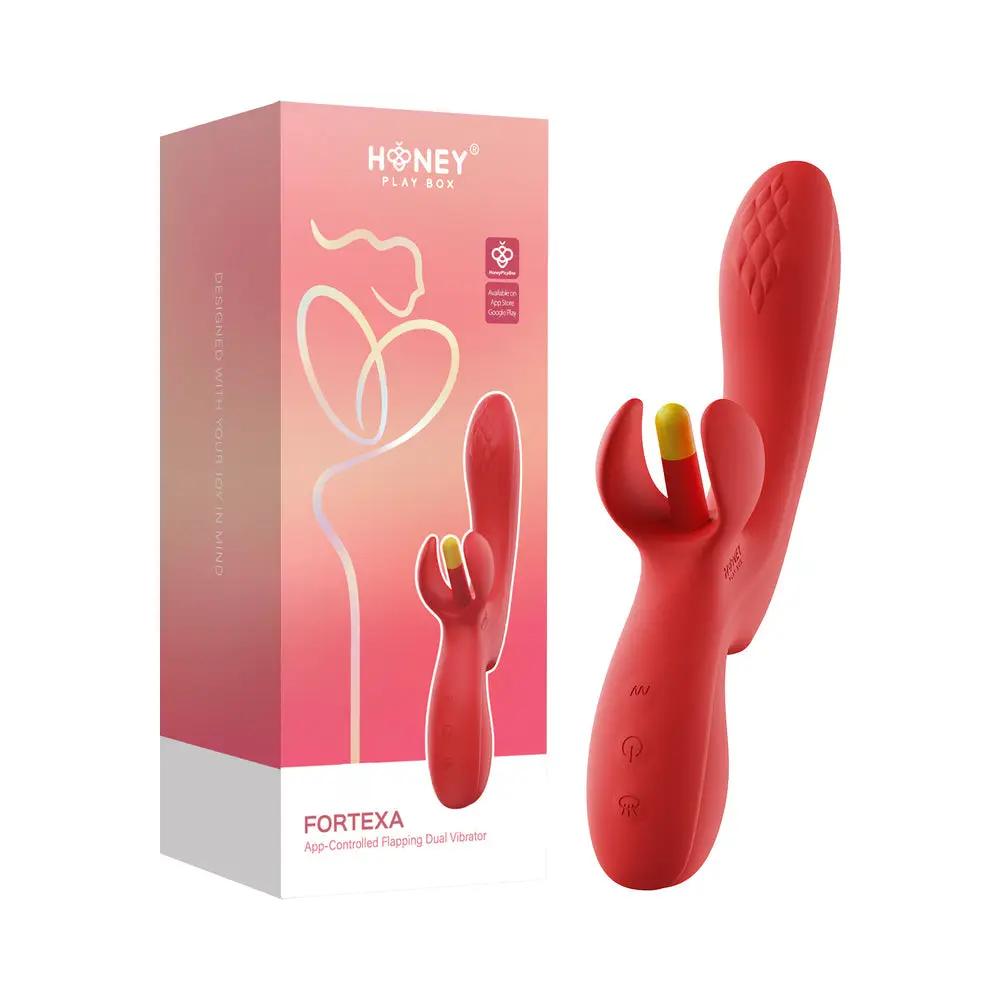 Honey Play Box Fortexa App-Controlled Kinky Finger Flapping Dual Stimulator Red by Honey Play Box