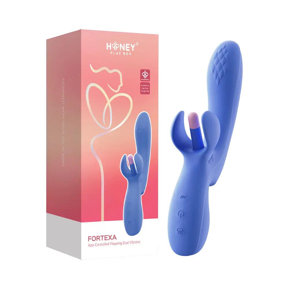 Honey Play Box Fortexa App-Controlled Kinky Finger Flapping Dual Stimulator Blue by Honey Play Box