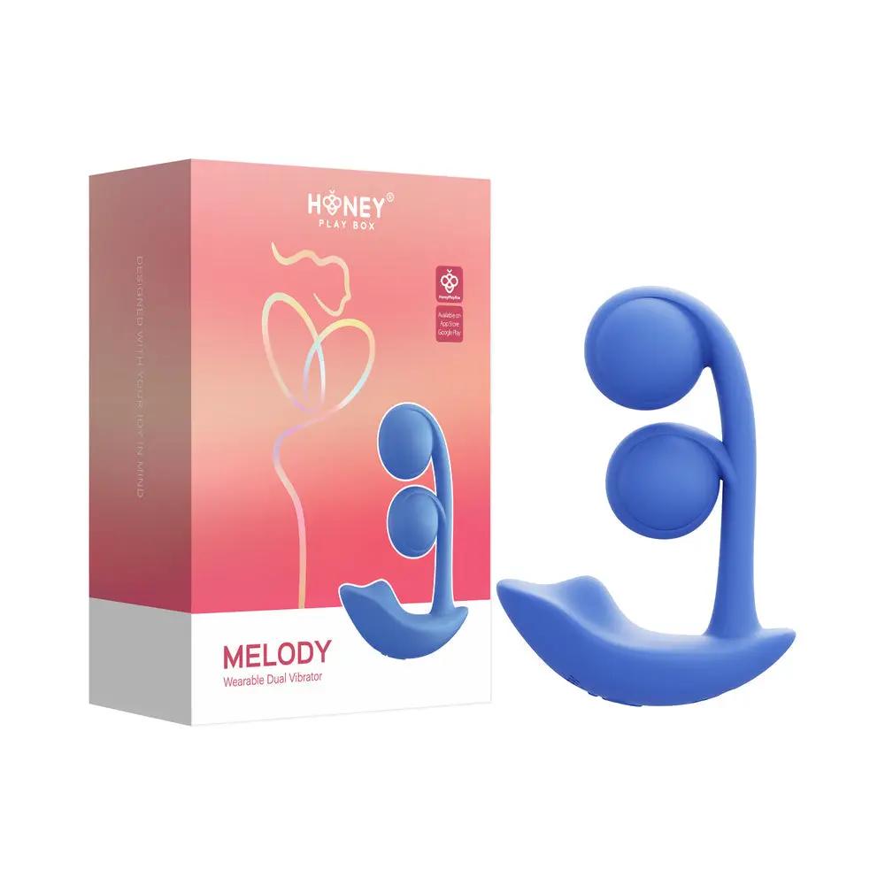Honey Play Box Melody Pressure Sensing App-Controlled Twin Balls Dual Vibrator Blue by Honey Play Box