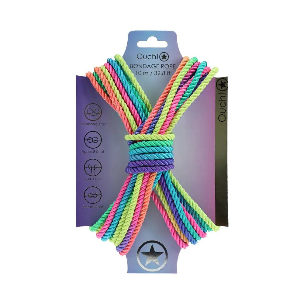 Ouch! Bondage Rope 10 m Nylon Multicolor Bright by Shots