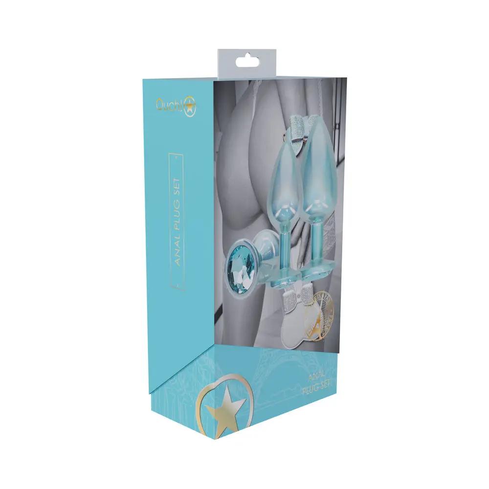Ouch! International Paris Collection Metal Anal Plug Set Blue by Shots
