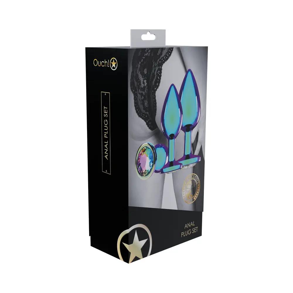 Ouch! International Venice Collection Metal Anal Plug Set Iridescent by Shots