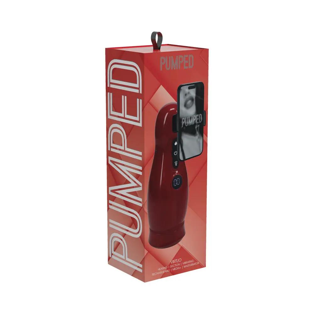 PUMPED Virtuo Masturbator Suction Vibration Phone Attachment Metallic Red by Shots