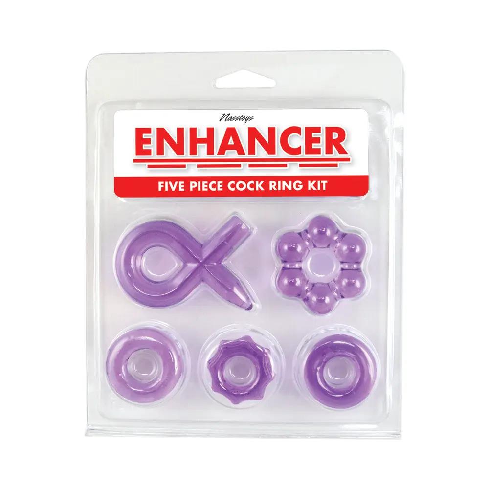 Enhancer Five Piece Cock Ring Set Purple by Nasstoys