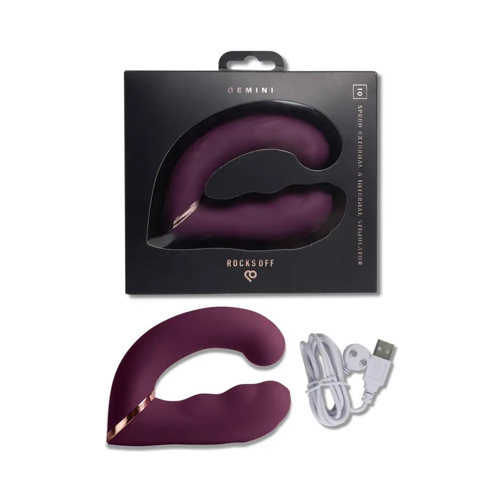 Rocks-Off Gemini Dual Stimulator Burgundy by Rocks-Off