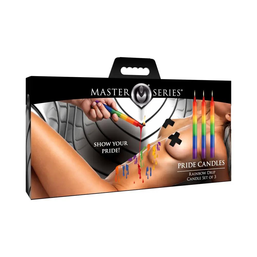 Master Series Pride Candles Rainbow Drip Candle Set of 3 by XR Brands