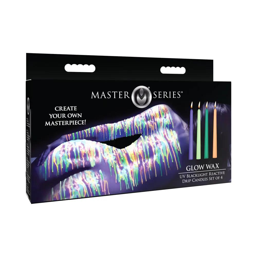 Master Series Glow Wax UV Blacklight Reactive Drip Candles Set of 4 by XR Brands