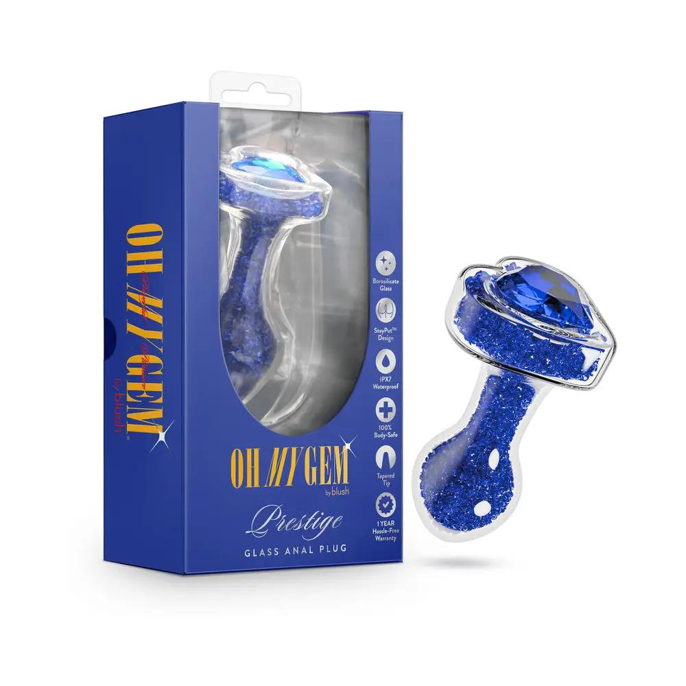 Oh My Gem Prestige Glass Anal Plug Blue by Blush