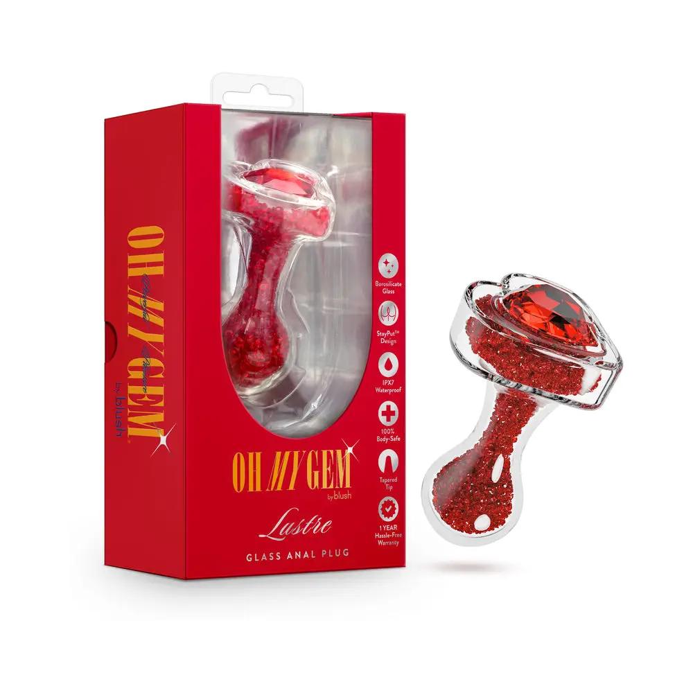Oh My Gem Lustre Glass Anal Plug Red by Blush