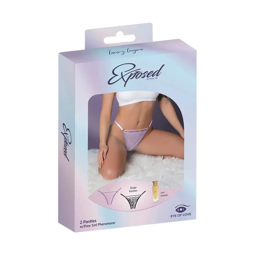Magic Silk Pheromone Panties Tanga Panty 2-Pack Lilac/Black L/XL by Magic Silk