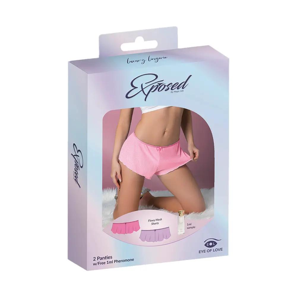 Magic Silk Pheromone Panties Flowy Mesh Short 2-Pack Lilac/Rose L/XL by Magic Silk