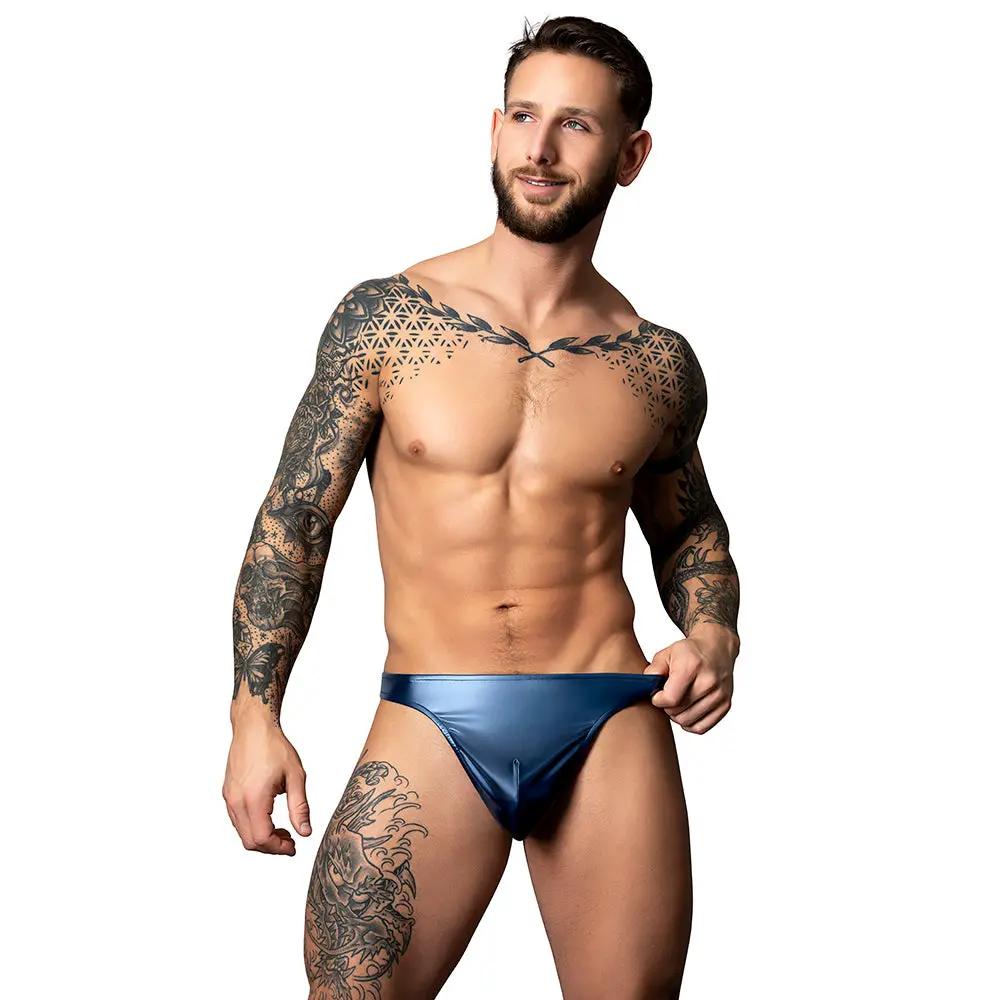 Male Power Liquid Onyx 2.0 Thong Blue S/M by Male Power