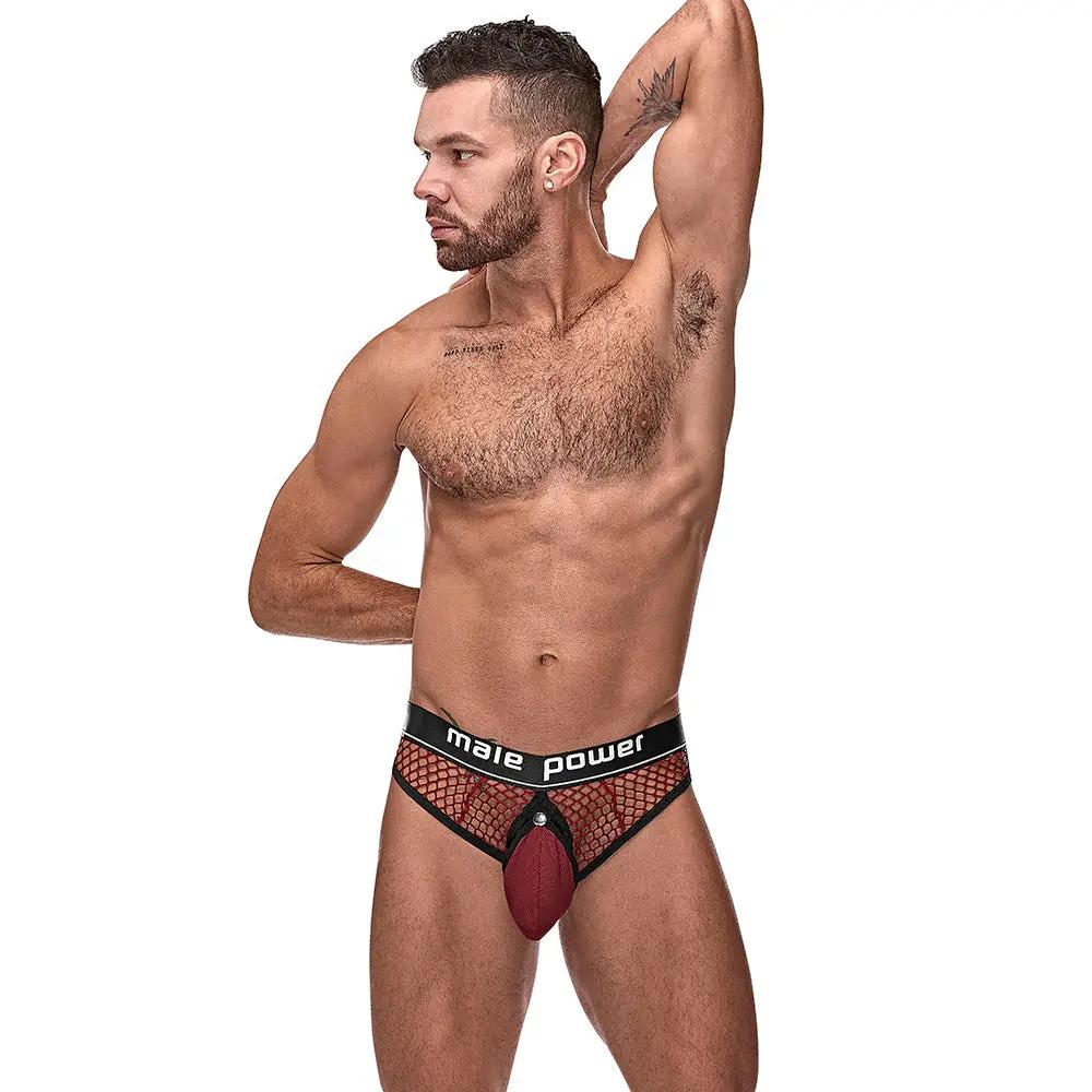 Male Power The Ultimate Duo CRB Cock Ring Thong & Black Cock Ring Burgundy L/XL by Male Power