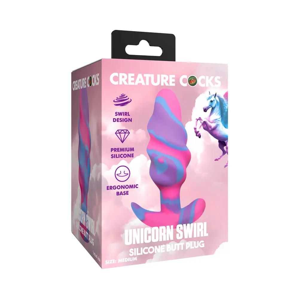 Creature Cocks Unicorn Swirl Silicone Butt Plug Medium by XR Brands