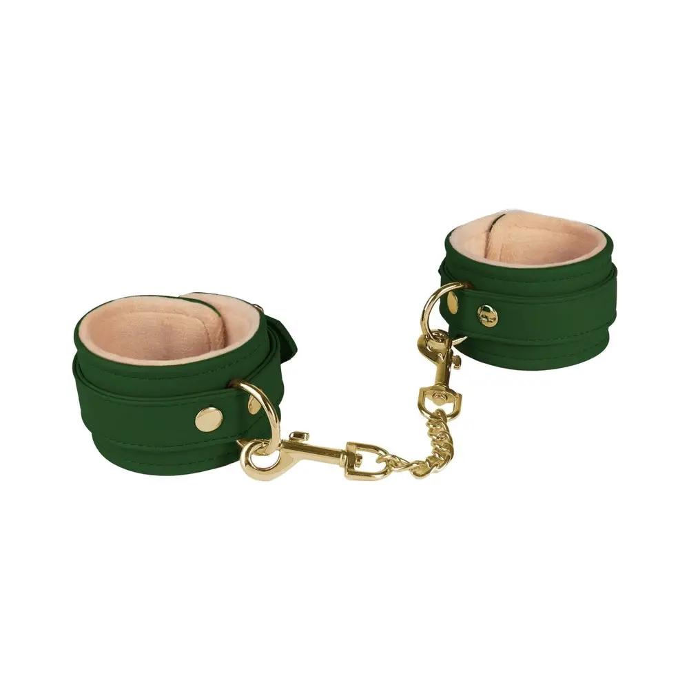 Green PU Ankle Cuffs With Plush Lining by Spartacus